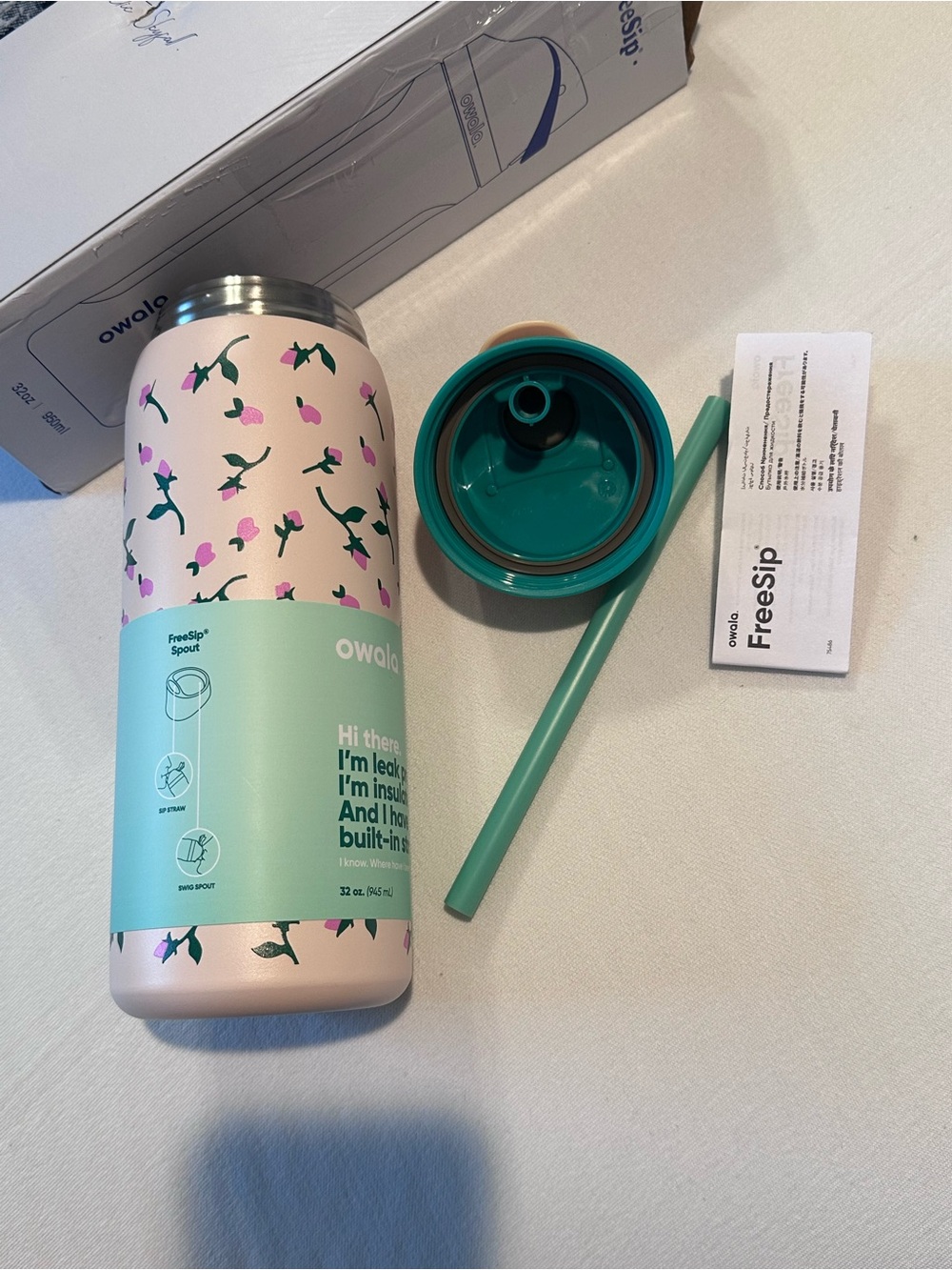 Owala FreeSip 32oz Tea Time Rosebud Water Bottle - New!